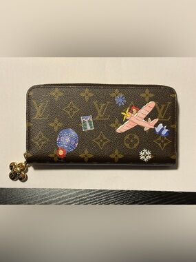 Louis Vuitton Brown Monogram Zip Wallet with Vivienne Winter Animation